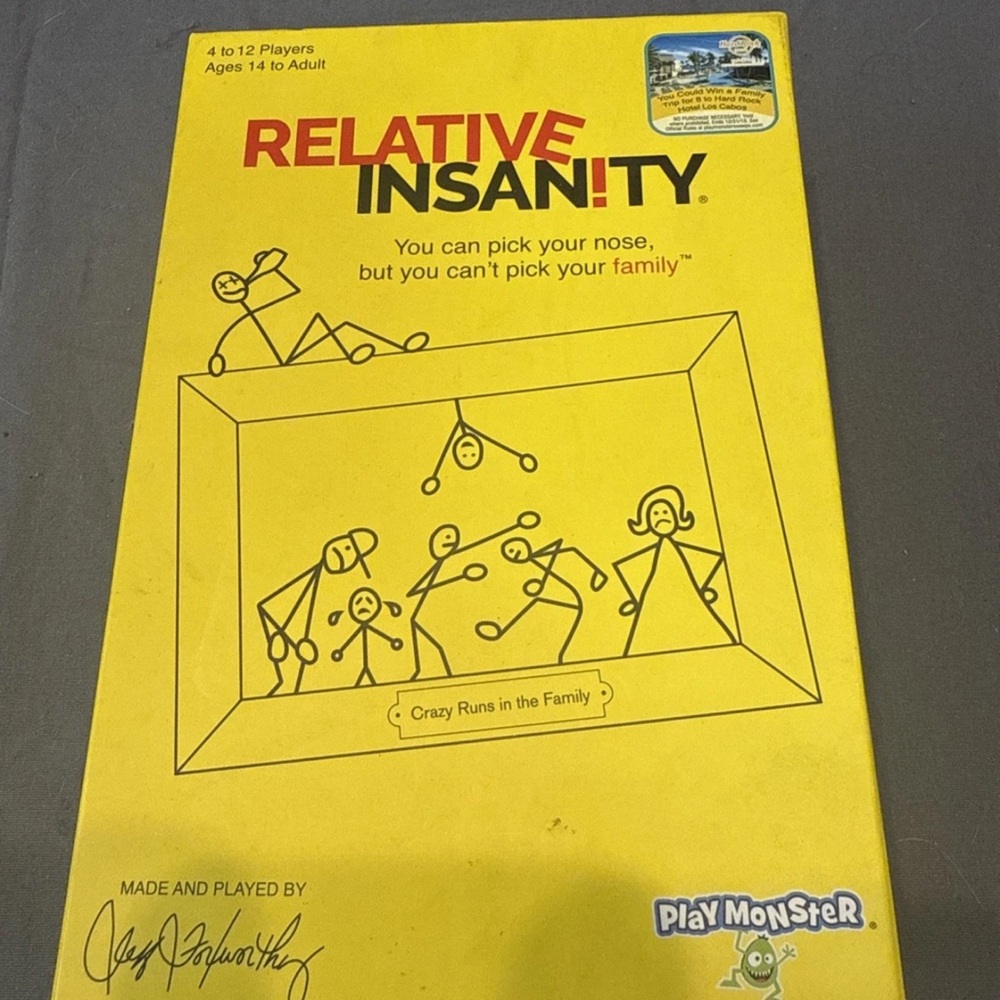 RELATIVE INSANITY Play Monster Family Game - Created by JEFF FOXWORTHY -COMPLETE